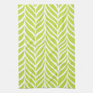 Palm Leaves Pattern Chartreuse Green Kitchen Towel