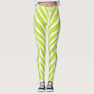 Palm Leaves Pattern Chartreuse Green Leggings
