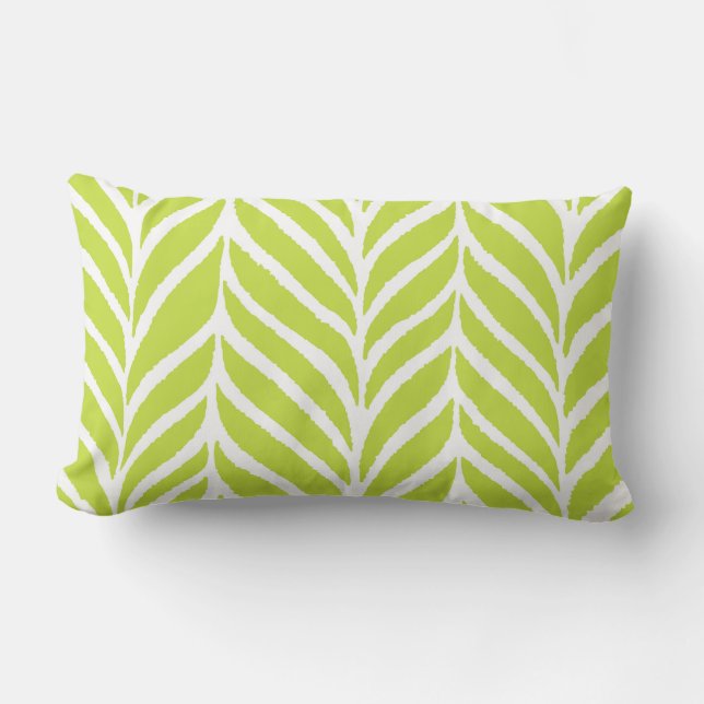 Palm Leaves Pattern Chartreuse Green Lumbar Pillow (Front)