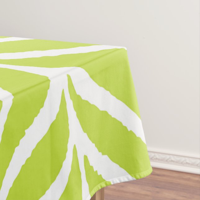 Palm Leaves Pattern Chartreuse Green Tablecloth (In Situ)