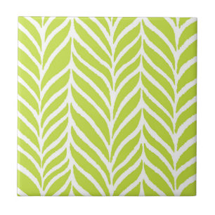 Palm Leaves Pattern Chartreuse Green Tile