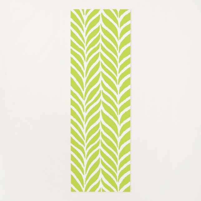 Palm Leaves Pattern Chartreuse Green Yoga Mat (Front)