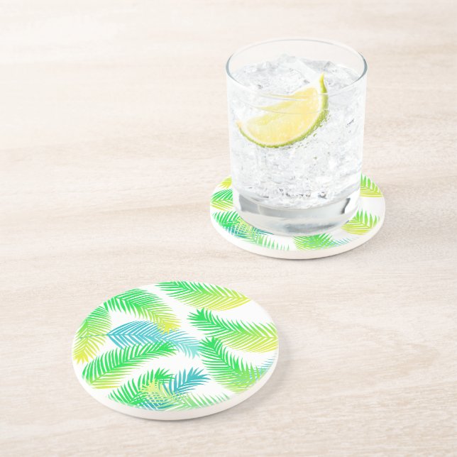 Palm Leaves Pattern Coaster – Tropical Botanical (Side)