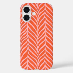Palm Leaves Pattern Orange & Pink iPhone 16 Case