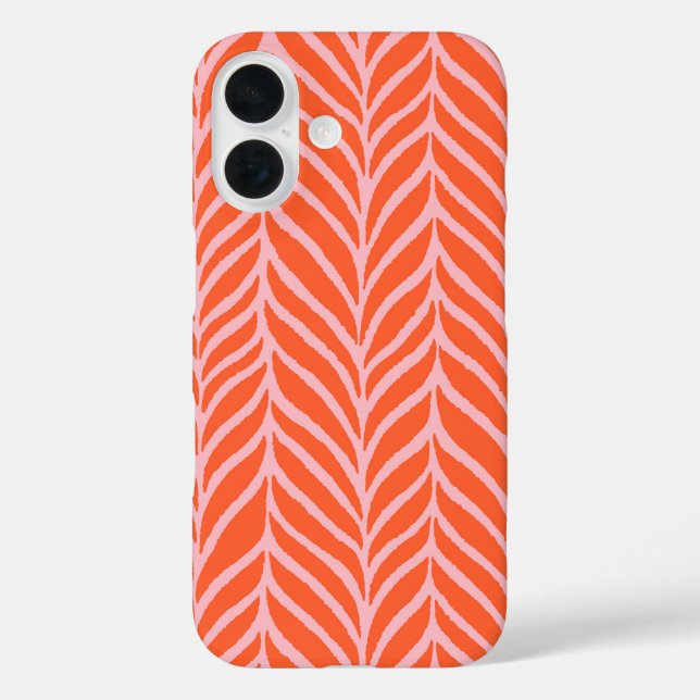 Palm Leaves Pattern Orange & Pink Case-Mate iPhone Case (Back)