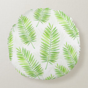 Palm leaves pattern round pillow