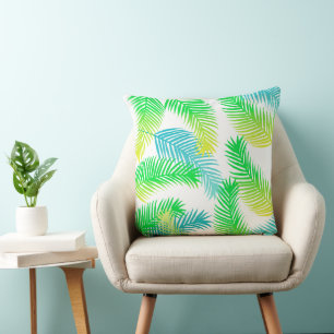 Palm leaves pattern throw pillow