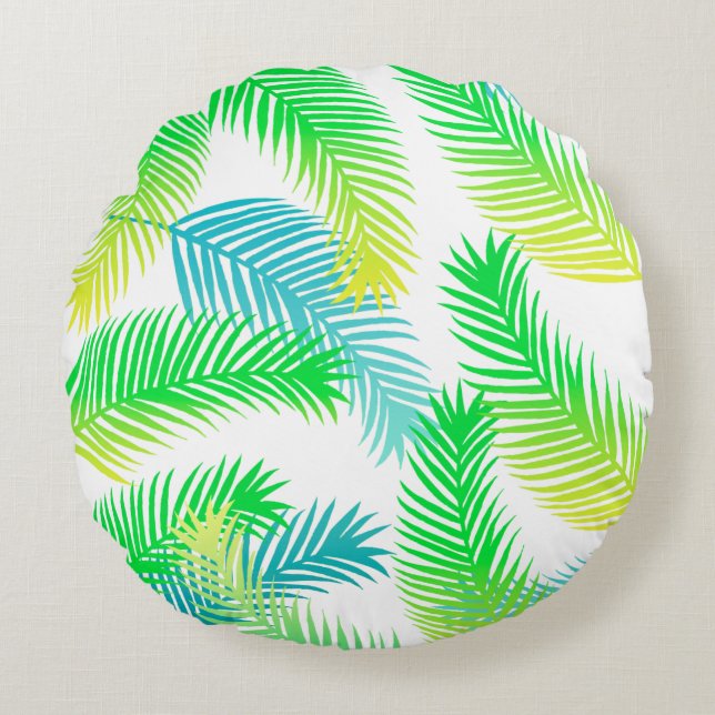 Palm Leaves Pattern Throw Pillow – Tropical  (Front)