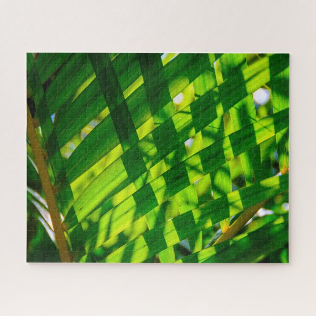 Palm Leaves Plaid, Kapaa, Kauai, Hawaii Jigsaw Puzzle (Horizontal)