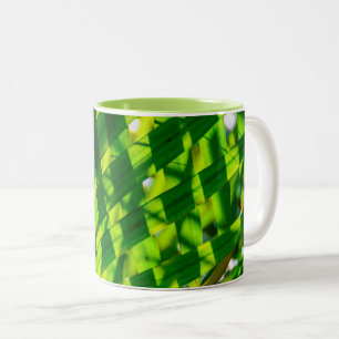 Palm Leaves Plaid, Kapaa, Kauai, Hawaii Two-Tone Coffee Mug