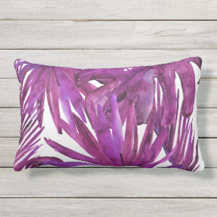 Palm Leaves, Purple Lumbar Pillow