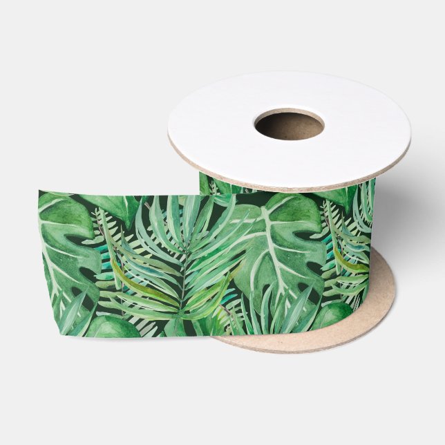 Palm leaves satin ribbon (Spool)