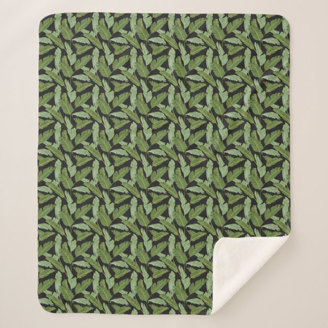 Palm Leaves Sherpa Blanket (Front)