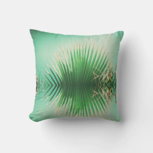 Palm Leaves Summer Beach Green Cushion Pillow
