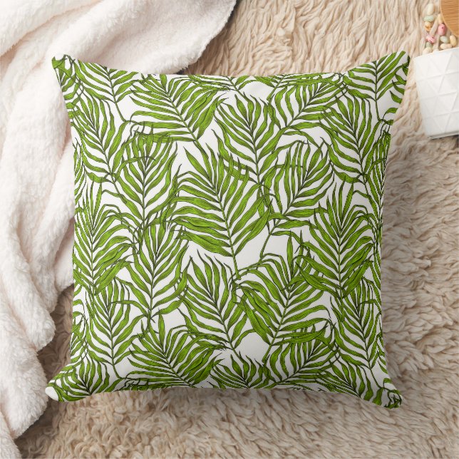 Palm leaves throw pillow (Blanket)