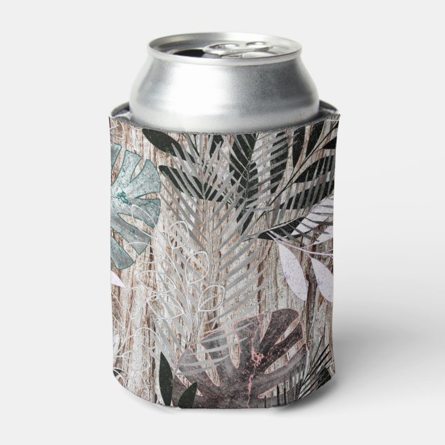 Palm leaves, tree, tropical, Botanical Can Cooler (Can Front)
