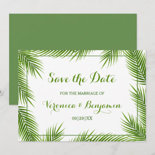 Palm Leaves Tropical Beach Wedding Save The Date