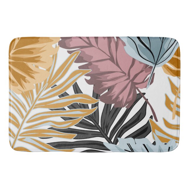 Palm leaves, tropical, Botanical, jungle, forest, Bath Mat (Front)