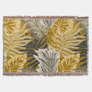 Palm leaves, tropical, Botanical, jungle, forest, Throw Blanket