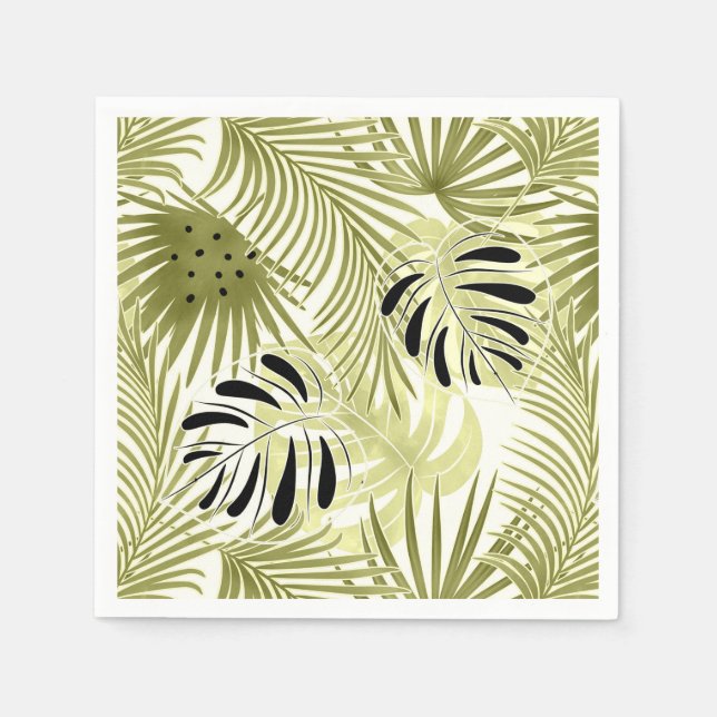 Palm leaves, tropical, Botanical, leaves, jungle Napkin (Front)
