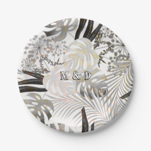 Palm leaves, tropical, Botanical, leaves, jungle, Paper Plate