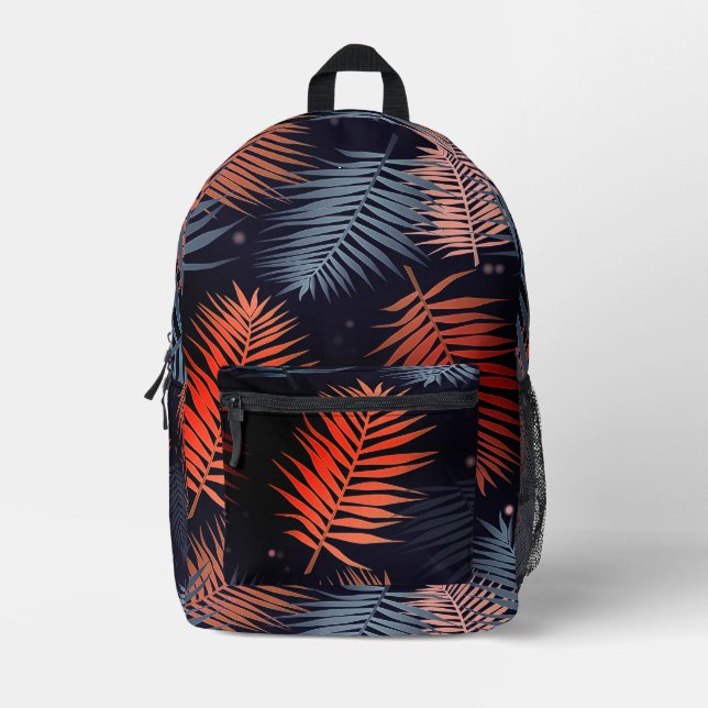 Palm Leaves Tropical Design Printed Backpack (Front)