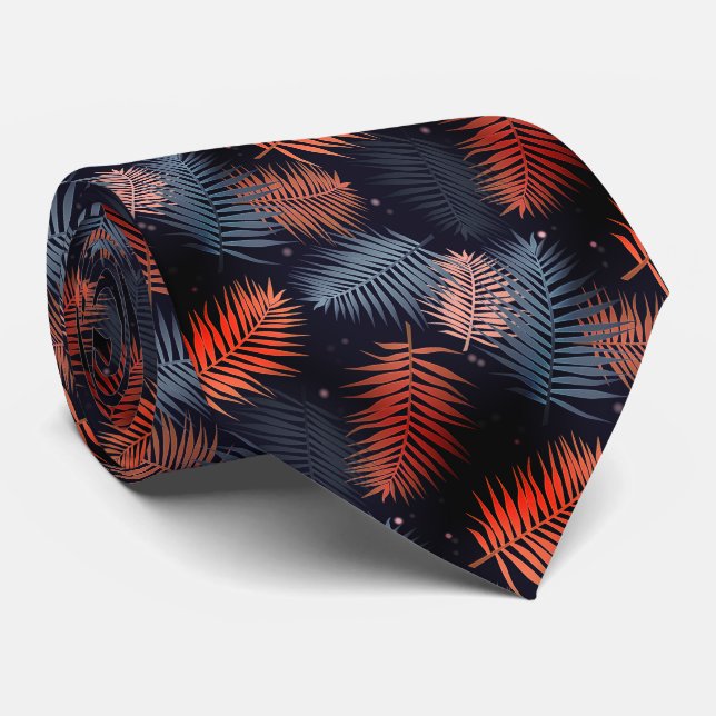 Palm leaves tropical design tie (Rolled)