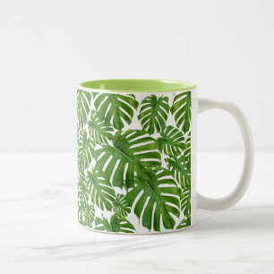 Palm Leaves Tropical Design Two-Tone Coffee Mug