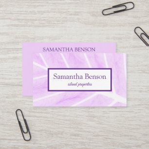 Palm Leaves Tropical Island Green & White Square Business Card