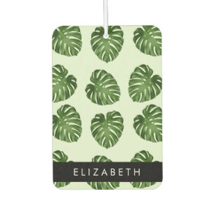 Palm Leaves, Tropical Pattern, Your Name Air Freshener
