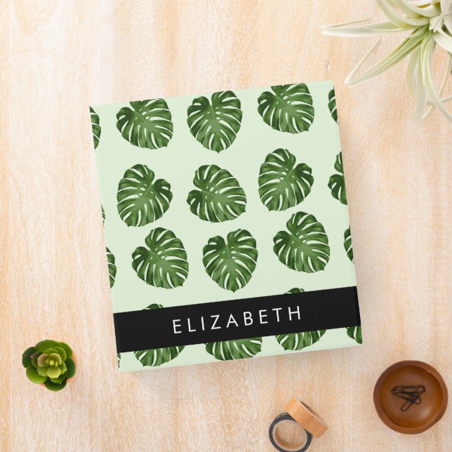 Palm Leaves, Tropical Pattern, Your Name Binder (In Situ)