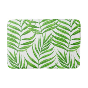 Palm leaves watercolor bath mat