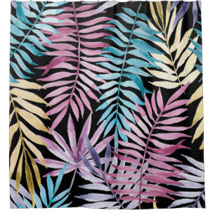 Palm leaves: watercolor dark pattern