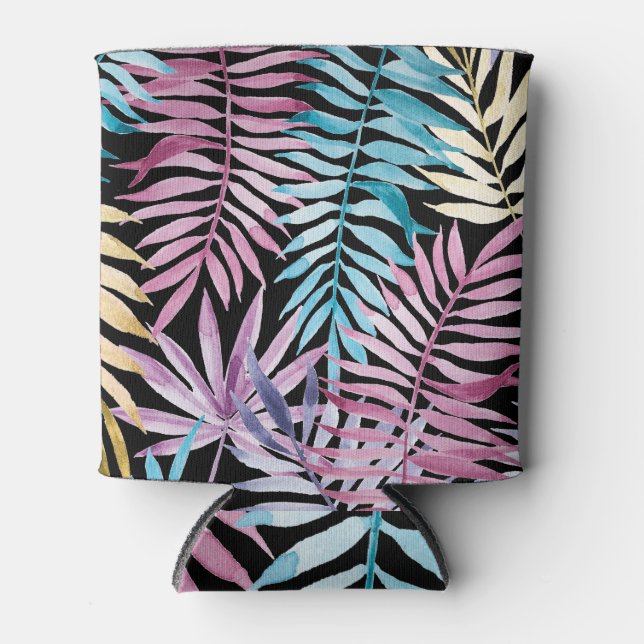 Palm leaves: watercolor dark pattern can cooler (Front)