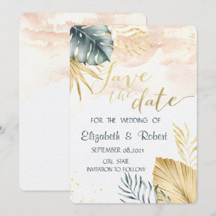 Palm Leaves Watercolor Save The Date