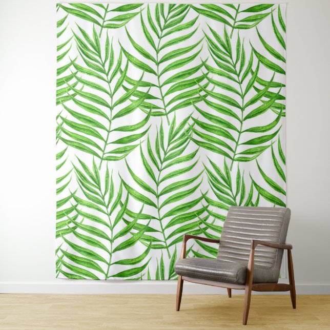 Palm leaves watercolor tapestry (In Situ)