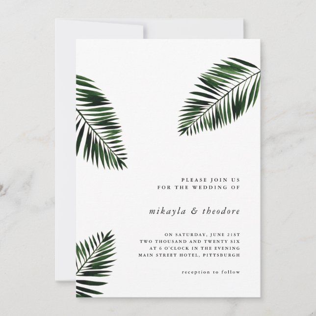 Palm Leaves Wedding Invitation (Front)