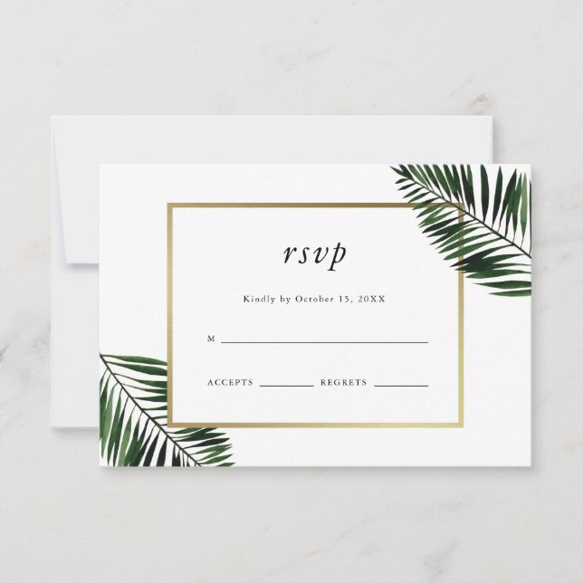 Palm Leaves Wedding Rsvp Card (Front)