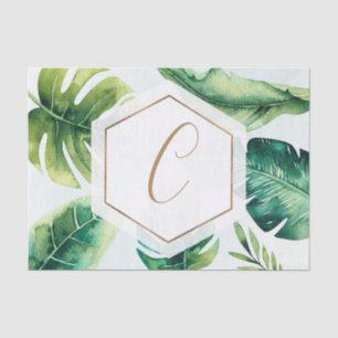 Palm Leaves White Gold Elegant Tropical Summer Tissue Paper