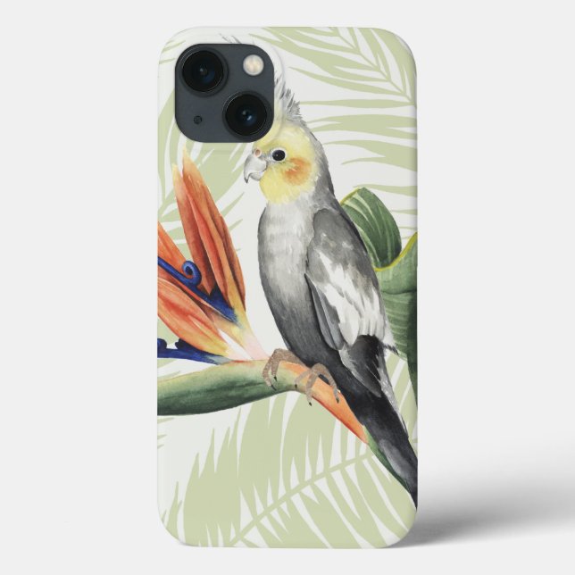 Palm Leaves With Black Bird Case-Mate iPhone Case (Back)