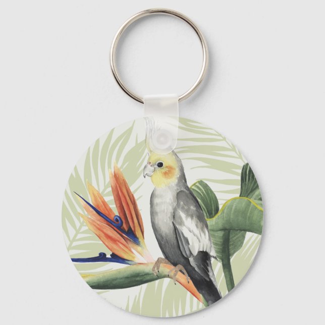 Palm Leaves With Black Bird Keychain (Front)
