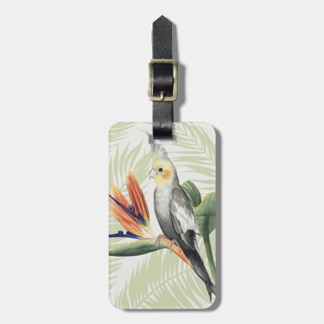Palm Leaves With Black Bird Luggage Tag (Front Vertical)