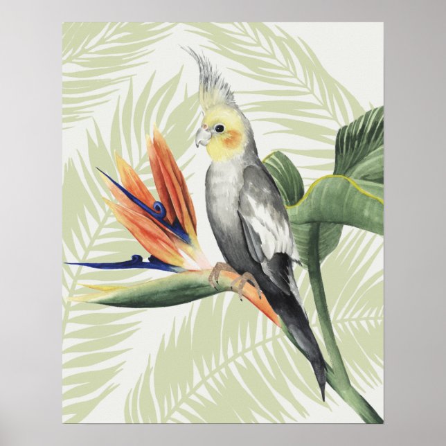 Palm Leaves With Black Bird Poster (Front)