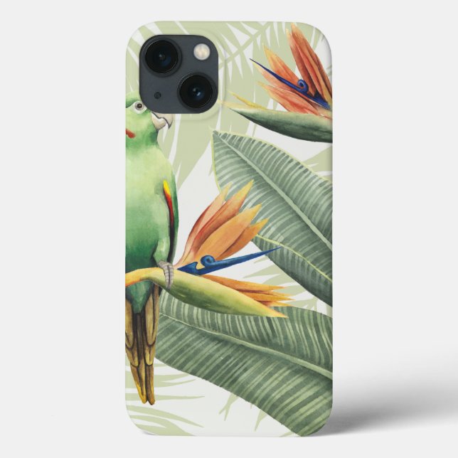 Palm Leaves With Green Bird Case-Mate iPhone Case (Back)