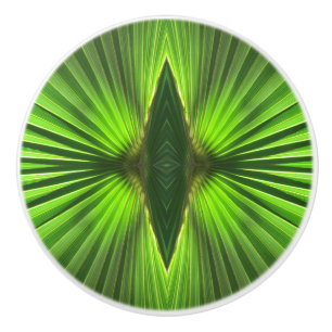 Palm Life   Green Palm Frond Ceramic Knob