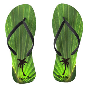 Palm Life   Green Palm Frond Palm Tree Unisex Flip Flops