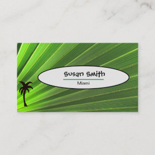 Palm Life   Green Palm Frond with Palm Tree Business Card