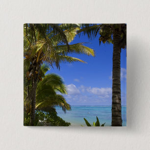 Palm lined beach Cook Islands 2 Inch Square Button