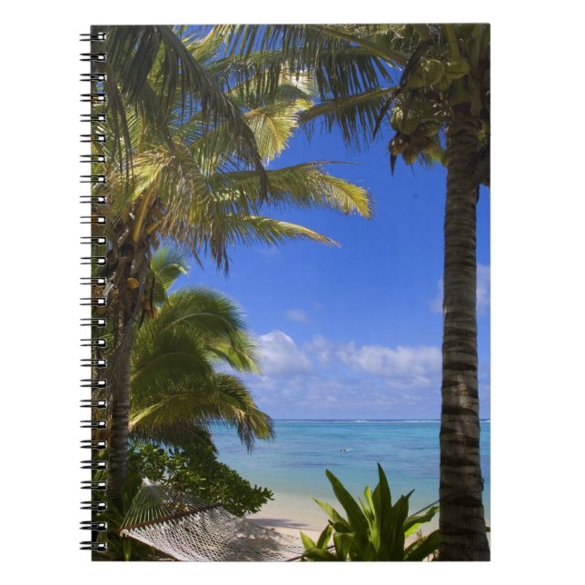Palm lined beach Cook Islands 2 Notebook (Front)