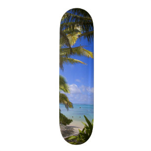 Palm lined beach Cook Islands 2 Skateboard